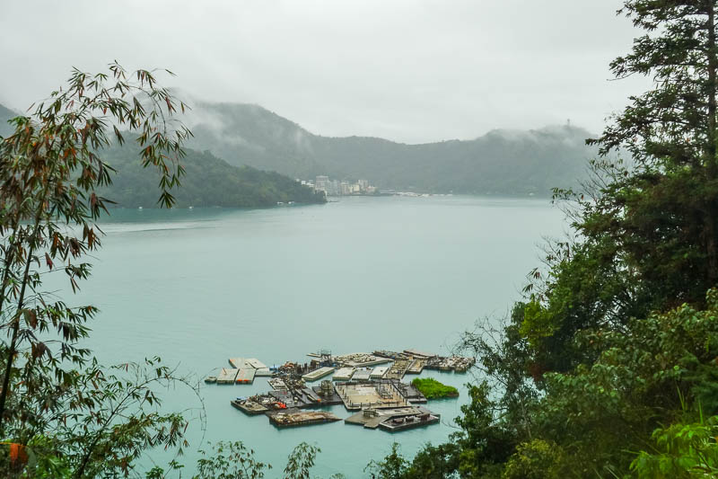Taiwan-Sun Moon Lake-Rain - Nice photo showing blue water, look how far past the town I have gone already. I was flying around the course.