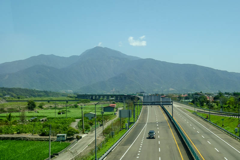 Taiwan-Puli-Taipei-Bullet Train - Todays picture from a moving bus, nice mountains.